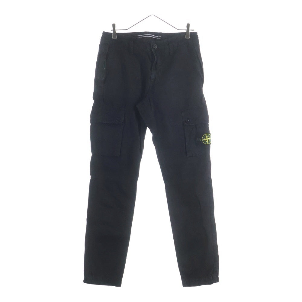 STONE ISLAND(ストーンアイランド) サイドポケット付き ロゴワッペン ガーメントダイ カーゴパンツ トラウザー ブラック 1015303WA