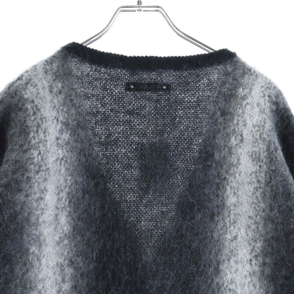 MINEDENIM(マインデニム) FUZZY STRIPE MOHAIR KNIT CARDIGAN ファニー ストライプ モヘア ニット カーディガン ブラック/グレー 2509-6001