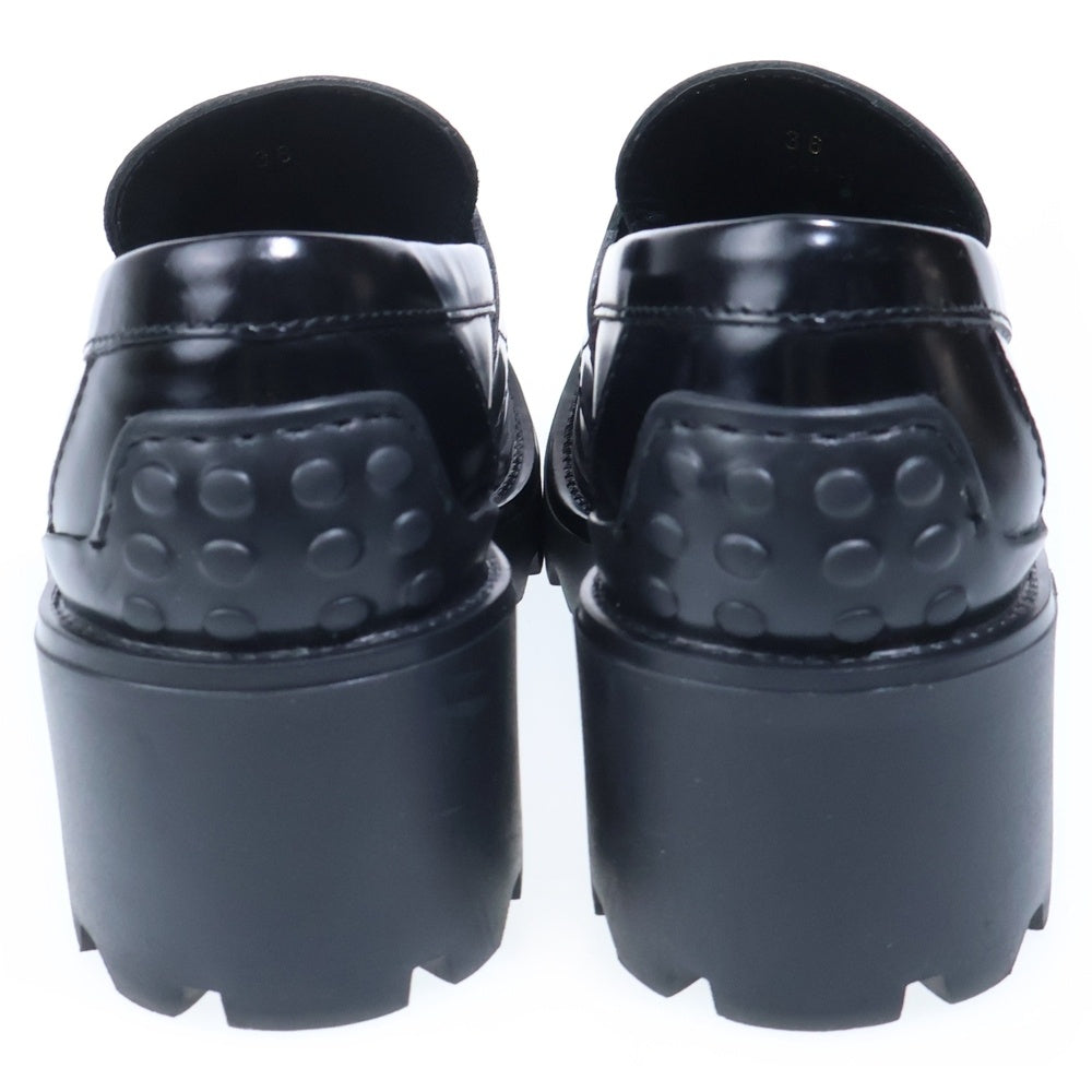 TOD'S(トッズ) イタリア製 タイムレスレザー サドルストラップ ラバーヒール ローファー レディース ブラック XXW08D0EU50SHA