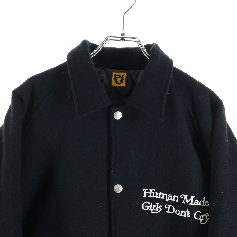 HUMAN MADE(ヒューマンメイド) 24SS ×GIRLS DON'T CRY STADIUM JACKET ガールズドントクライ 背面ロゴエンブロイダリー スタジアムジャケット ブラック/レッド HM-1719