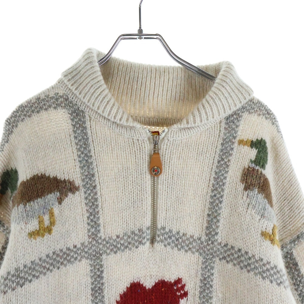 HUMAN MADE(ヒューマンメイド) 24AW ANIMAL HALF-ZIP KNIT SWEATER アニマルハーフジップ ニットセーター ベージュ HM28CS015