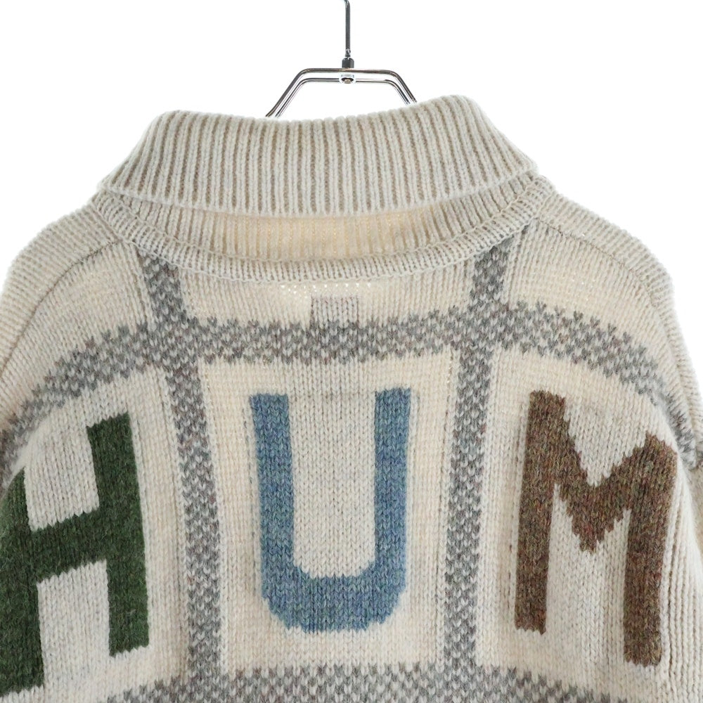 HUMAN MADE(ヒューマンメイド) 24AW ANIMAL HALF-ZIP KNIT SWEATER アニマルハーフジップ ニットセーター ベージュ HM28CS015