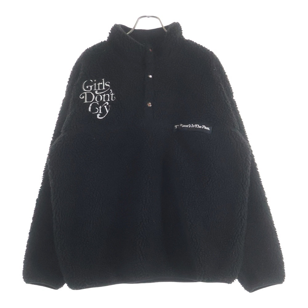 HUMAN MADE(ヒューマンメイド) 20AW ×GIRLS DON'T CRY ガールズドントクライ ロゴエンブロイダリー ハーフスナップボタン ボアフリースジャケット ブラック