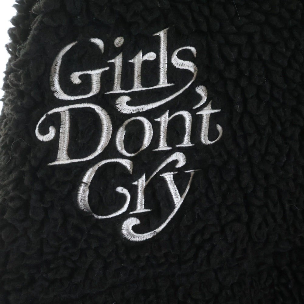 HUMAN MADE(ヒューマンメイド) 20AW ×GIRLS DON'T CRY ガールズドントクライ ロゴエンブロイダリー ハーフスナップボタン ボアフリースジャケット ブラック
