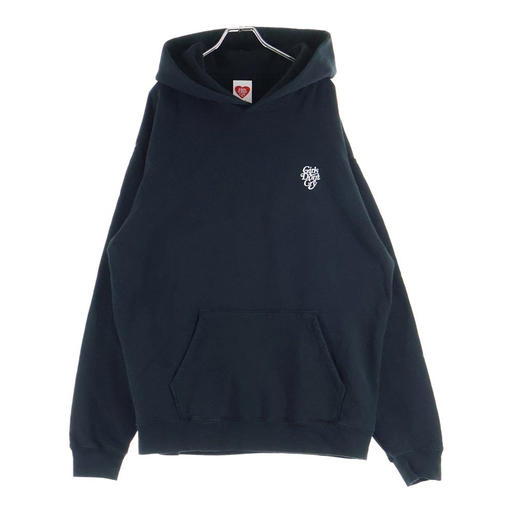 Girls Don't Cry(ガールズドントクライ) LOGO HOODIE PARKA 背面ロゴプリント フーデットスウェットパーカー ブラック