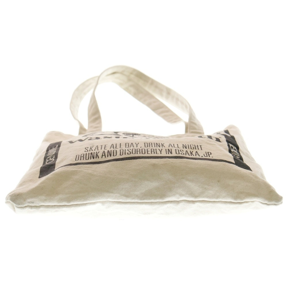 WASTED YOUTH(ウェイステッドユース) CANVAS TOTE BAG キャンバス ロゴプリント トートバック ベージュ レディース