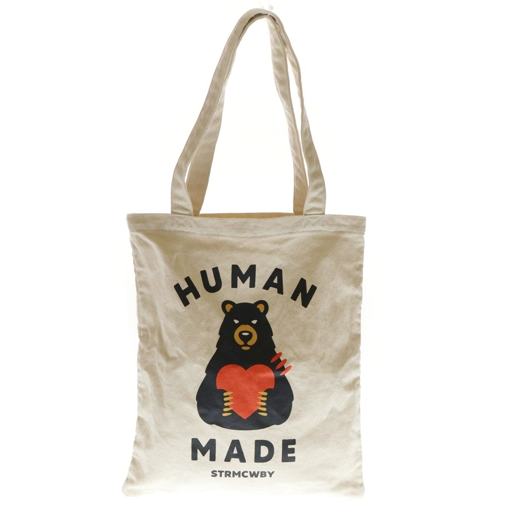 HUMAN MADE(ヒューマンメイド) BOOK TOTE BEAR ブック ベアロゴプリント トートバック ベージュ レディース