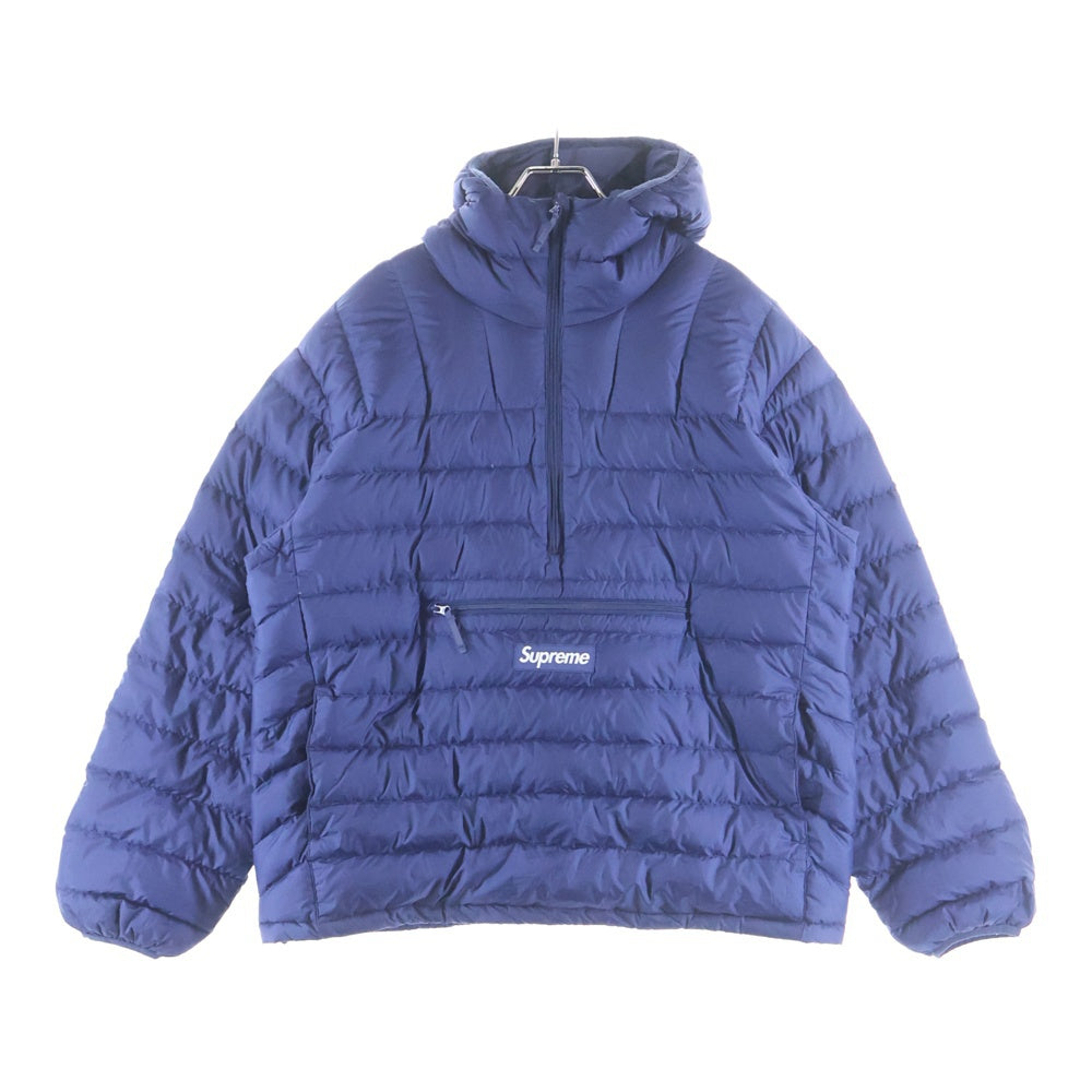 SUPREME(シュプリーム) 24AW Micro Down Pullover マイクロ ロゴデザイン フーデッド ハーフジップアップ ダウンジャケット ブルー