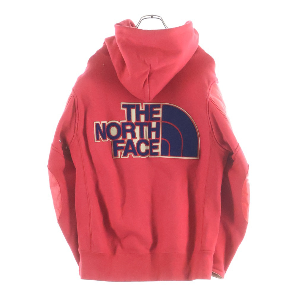 COMME des GARCONS JUNYA WATANABE MAN(コムデギャルソンジュンヤワタナベマン) 17AW AD2017 ×THE NORTH FACE ノースフェイス バックロゴデザイン レザー切り替え フーデッド スウェット パーカー WT-T101
