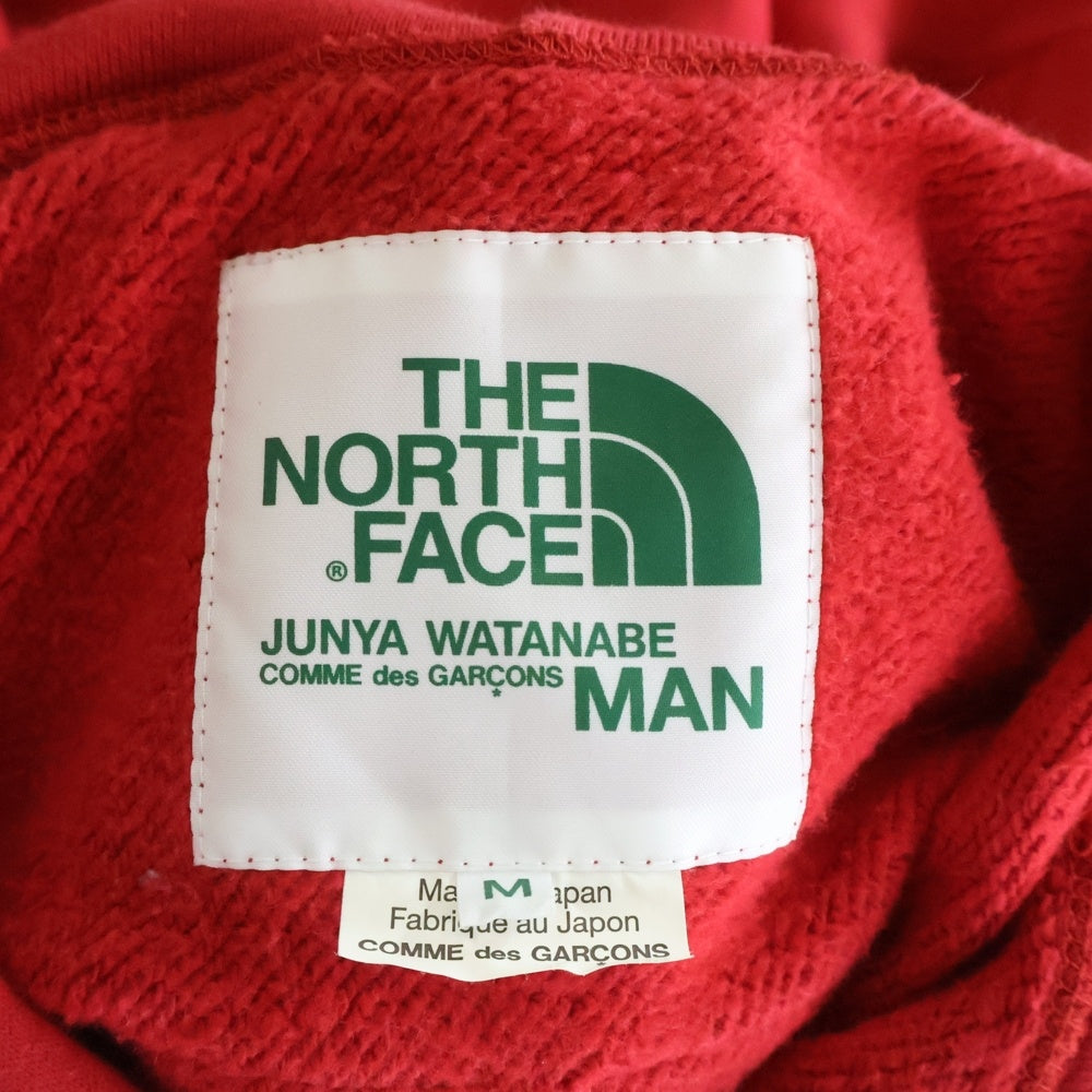 COMME des GARCONS JUNYA WATANABE MAN(コムデギャルソンジュンヤワタナベマン) 17AW AD2017 ×THE NORTH FACE ノースフェイス バックロゴデザイン レザー切り替え フーデッド スウェット パーカー WT-T101