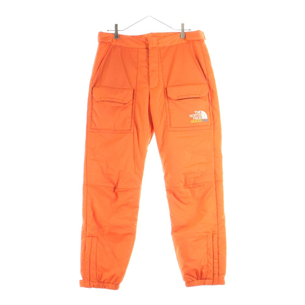 GUCCI(グッチ) 21AW ×THE NORTH FACE ノースフェイス ロゴデザイン マルチポケット 中綿カーゴパンツ オレンジ 663764