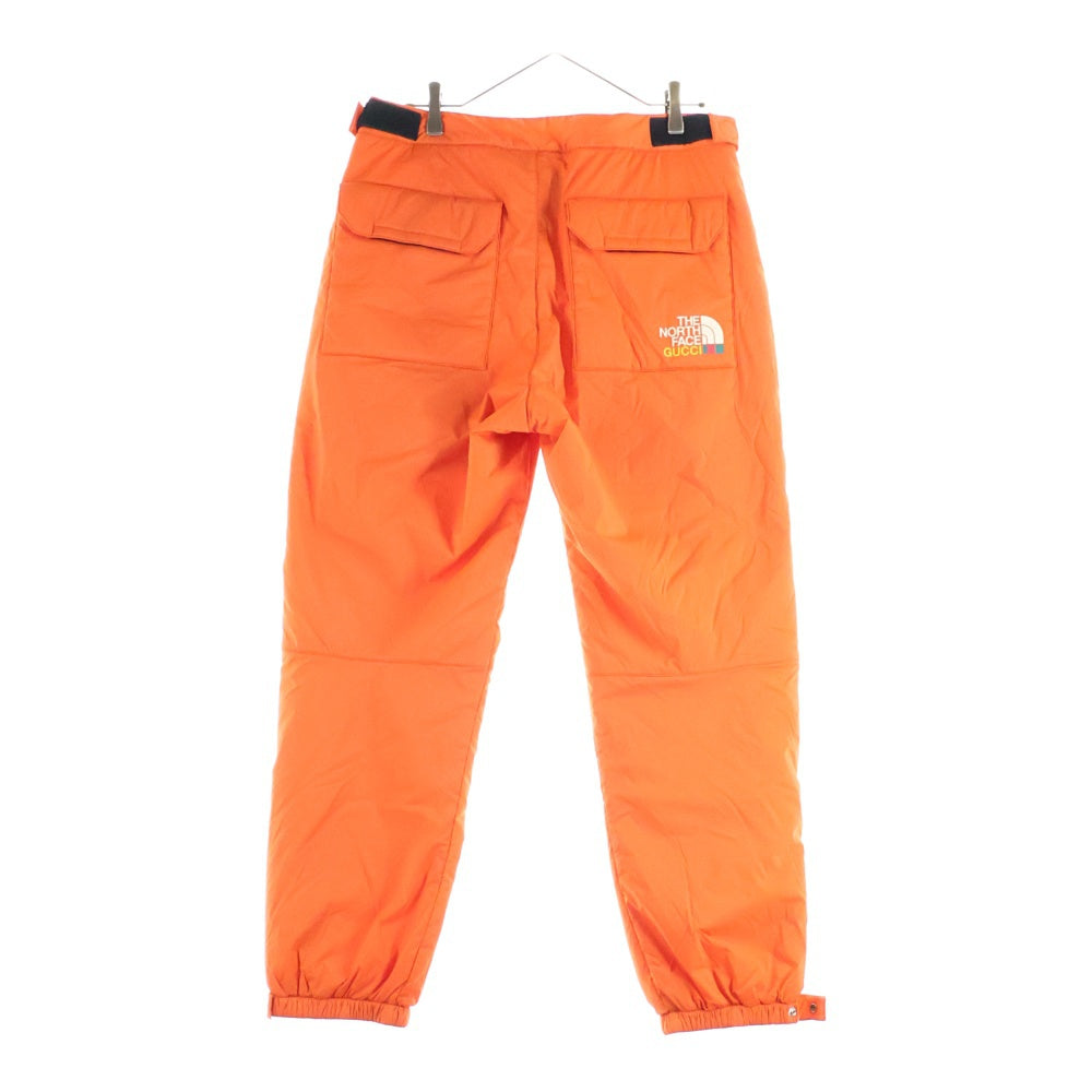 GUCCI(グッチ) 21AW ×THE NORTH FACE ノースフェイス ロゴデザイン マルチポケット 中綿カーゴパンツ オレンジ 663764
