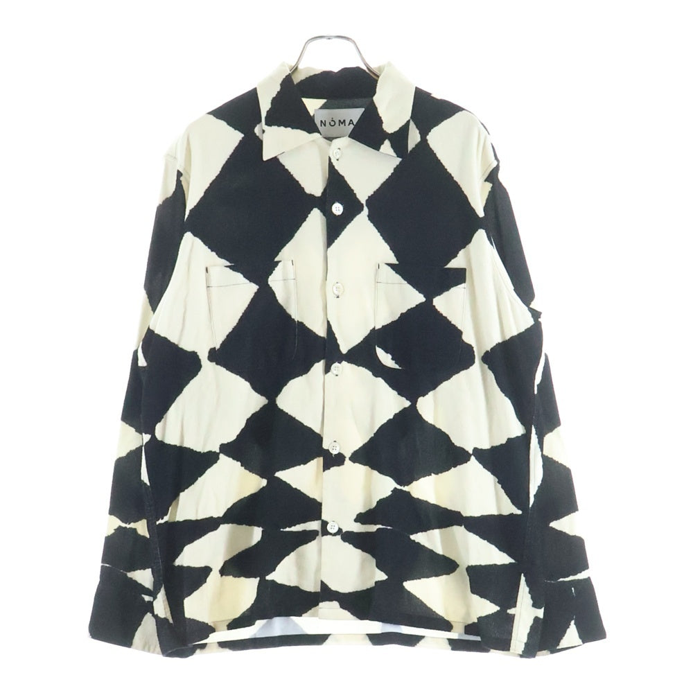 NOMA t.d.(ノーマティーディー) NOMA t.d. ノマ FLANNEL OPEN COLLAR SHIRT フランネル オープンカラー 長袖シャツ ブラック/ホワイト N38-SH01