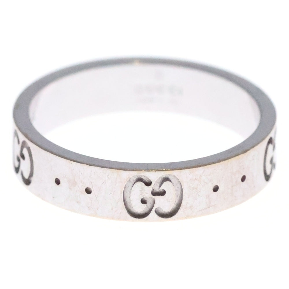 GUCCI(グッチ) アイコン インターロッキングG AU750 K18 WG スリムリング 指輪 ホワイトゴールド レディース