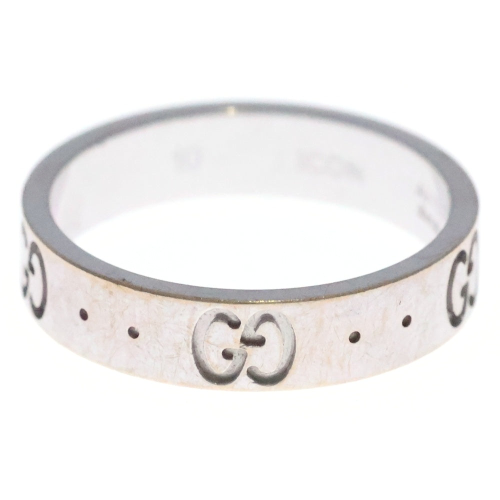 GUCCI(グッチ) アイコン インターロッキングG AU750 K18 WG スリムリング 指輪 ホワイトゴールド レディース