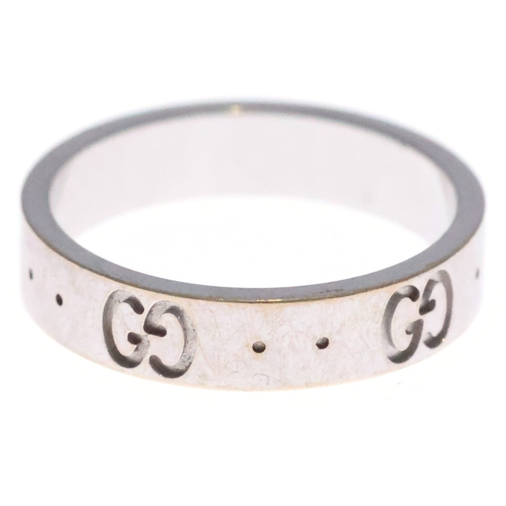 GUCCI(グッチ) アイコン インターロッキングG AU750 K18 WG スリムリング 指輪 ホワイトゴールド レディース