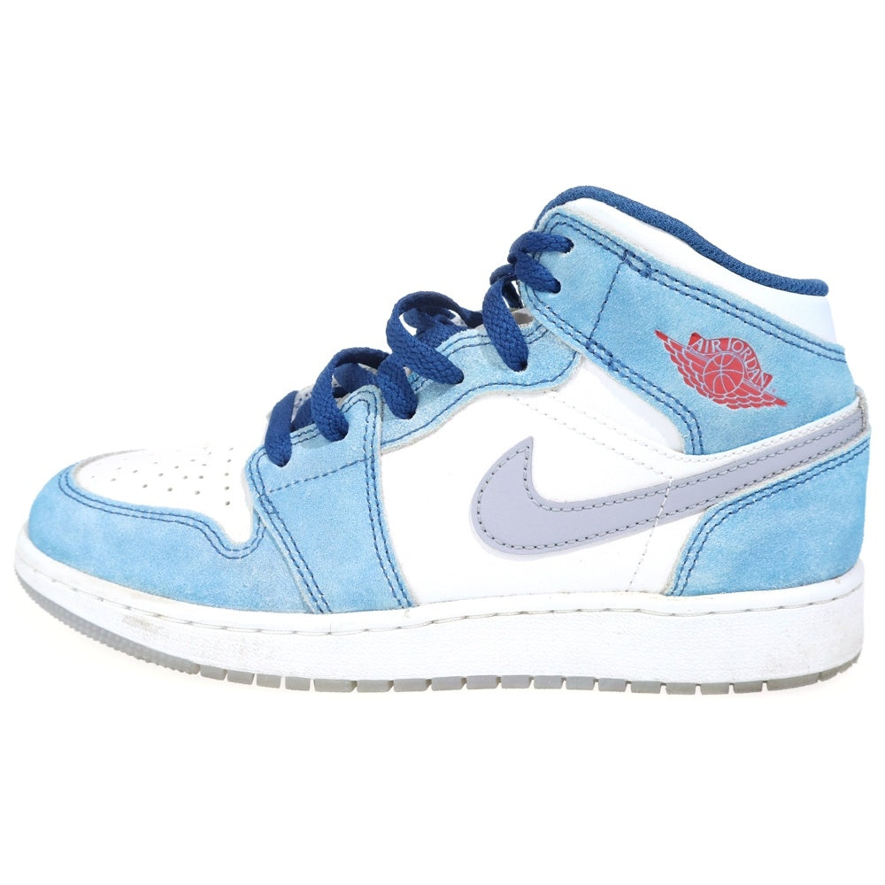 NIKE(ナイキ) GS AIR JORDAN 1 MID UNIVERSITY BLUE エアジョーダン ユニバーシティブルー ミッドカットスニーカー レディース ブルー/ホワイト US5/23.5cm DR6235-401