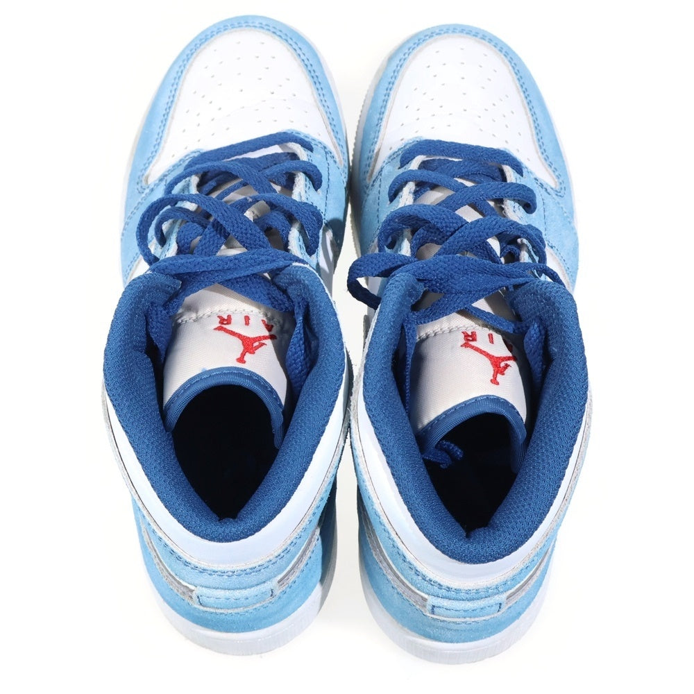 NIKE(ナイキ) GS AIR JORDAN 1 MID UNIVERSITY BLUE エアジョーダン ユニバーシティブルー ミッドカットスニーカー レディース ブルー/ホワイト US5/23.5cm DR6235-401