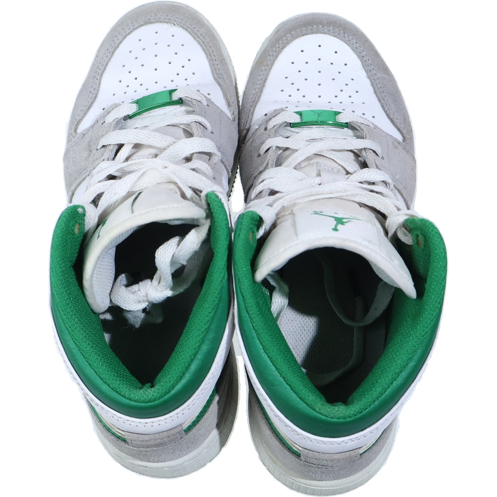 NIKE(ナイキ) GS AIR JORDAN 1 MID SE SMOKE GREY エアジョーダン スモークグレー ミッドカットスニーカー レディース グリーン/グレー US5/23.5cm DC7248-103