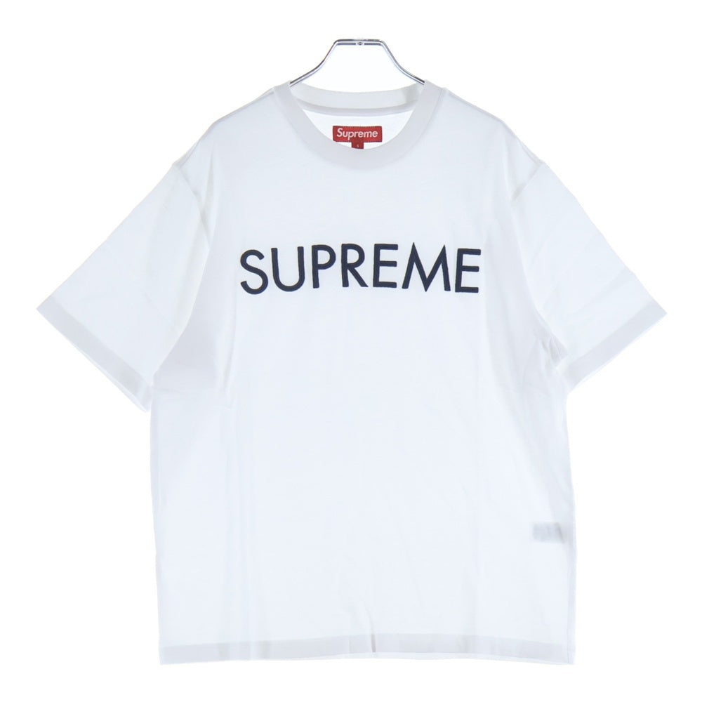 SUPREME(シュプリーム) 25SS Capital S/S Top キャピタル ロゴ刺繍 クルーネック半袖Tシャツ カットソー ホワイト