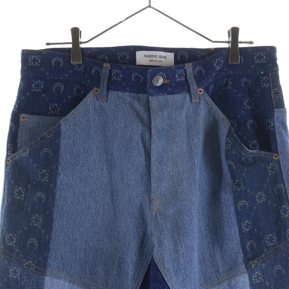 MARINE SERRE(マリーン セル) REGENERATED MOON DENIM PANTS リジェネレイテッド ムーン ボタンフライ デニムパンツ インディゴ
