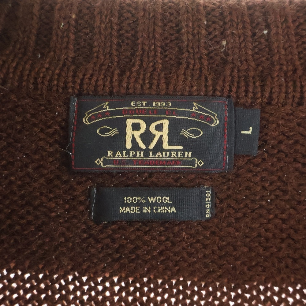 RRL(ダブルアールエル) 90S ウール ジップアップ ドライバーズニット セーター ブラウン