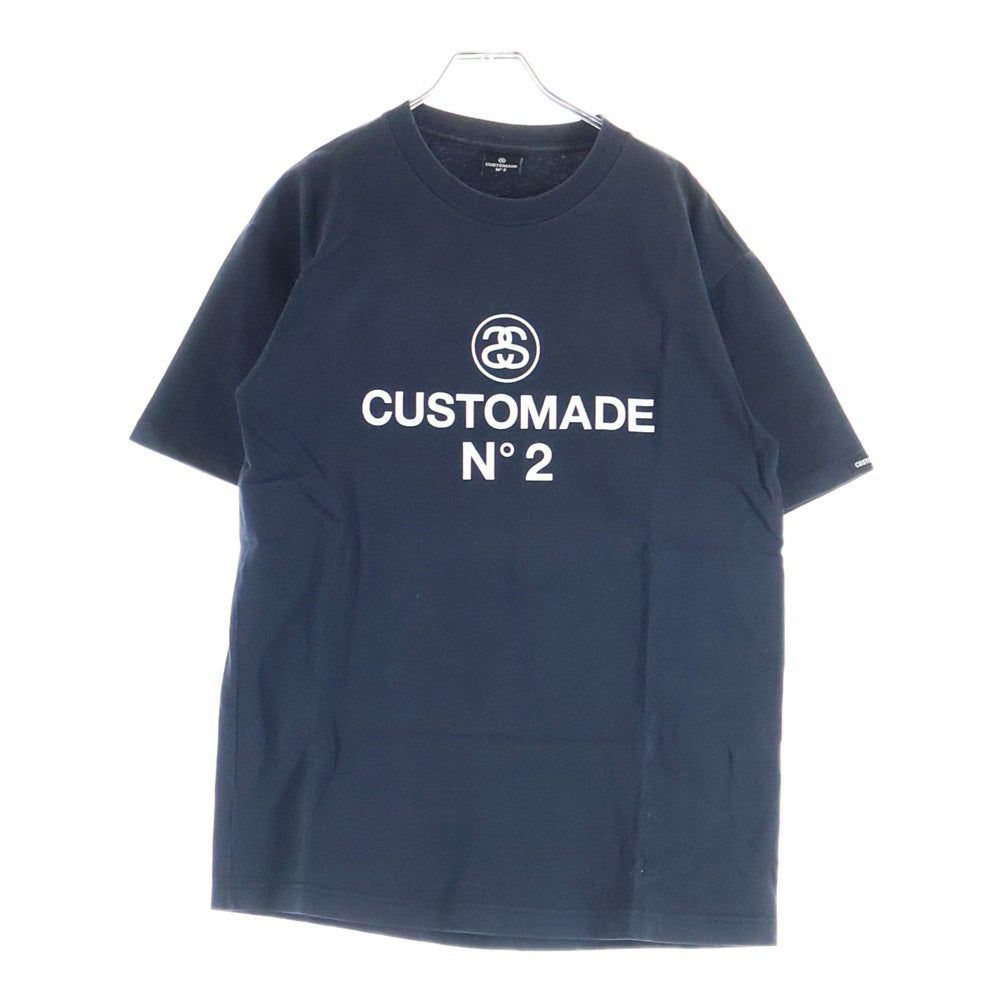 STUSSY(ステューシー) CUSTOMADE N2 カスタメイド フロントロゴプリント クルーネック半袖Tシャツ カットソー ブラック