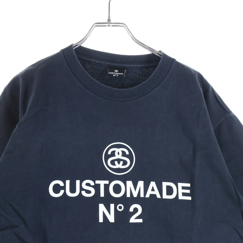 STUSSY(ステューシー) CUSTOMADE N2 カスタメイド フロントロゴプリント クルーネック半袖Tシャツ カットソー ブラック