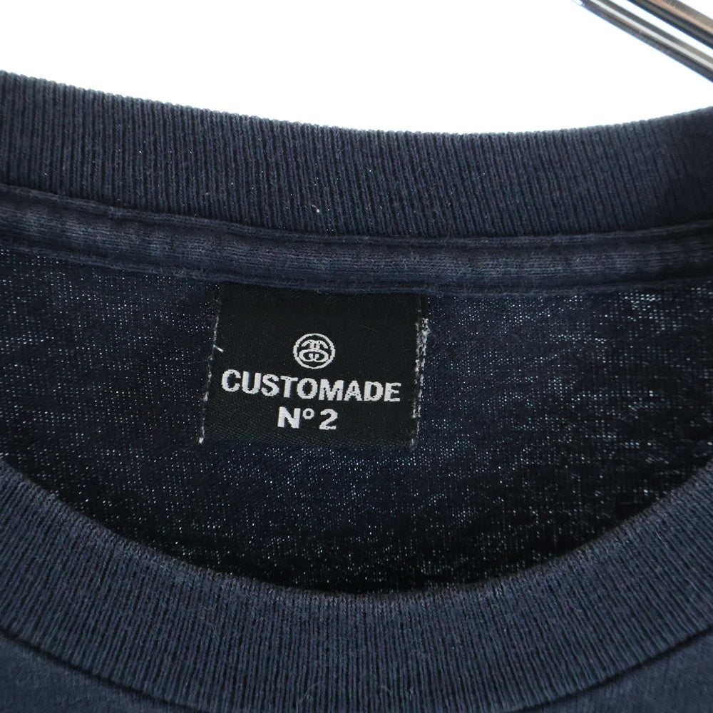STUSSY(ステューシー) CUSTOMADE N2 カスタメイド フロントロゴプリント クルーネック半袖Tシャツ カットソー ブラック