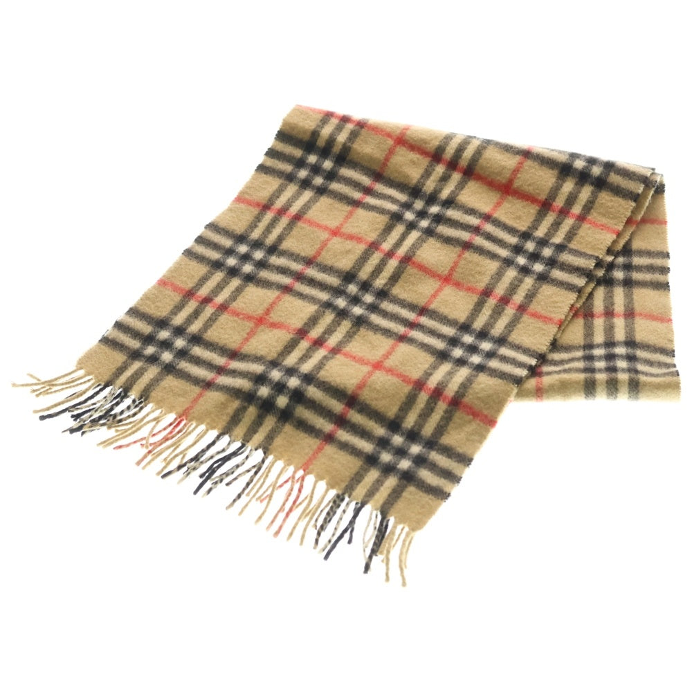 BURBERRY(バーバリー) カシミヤ ノヴァチェック フリンジマフラー ストール ブラウン