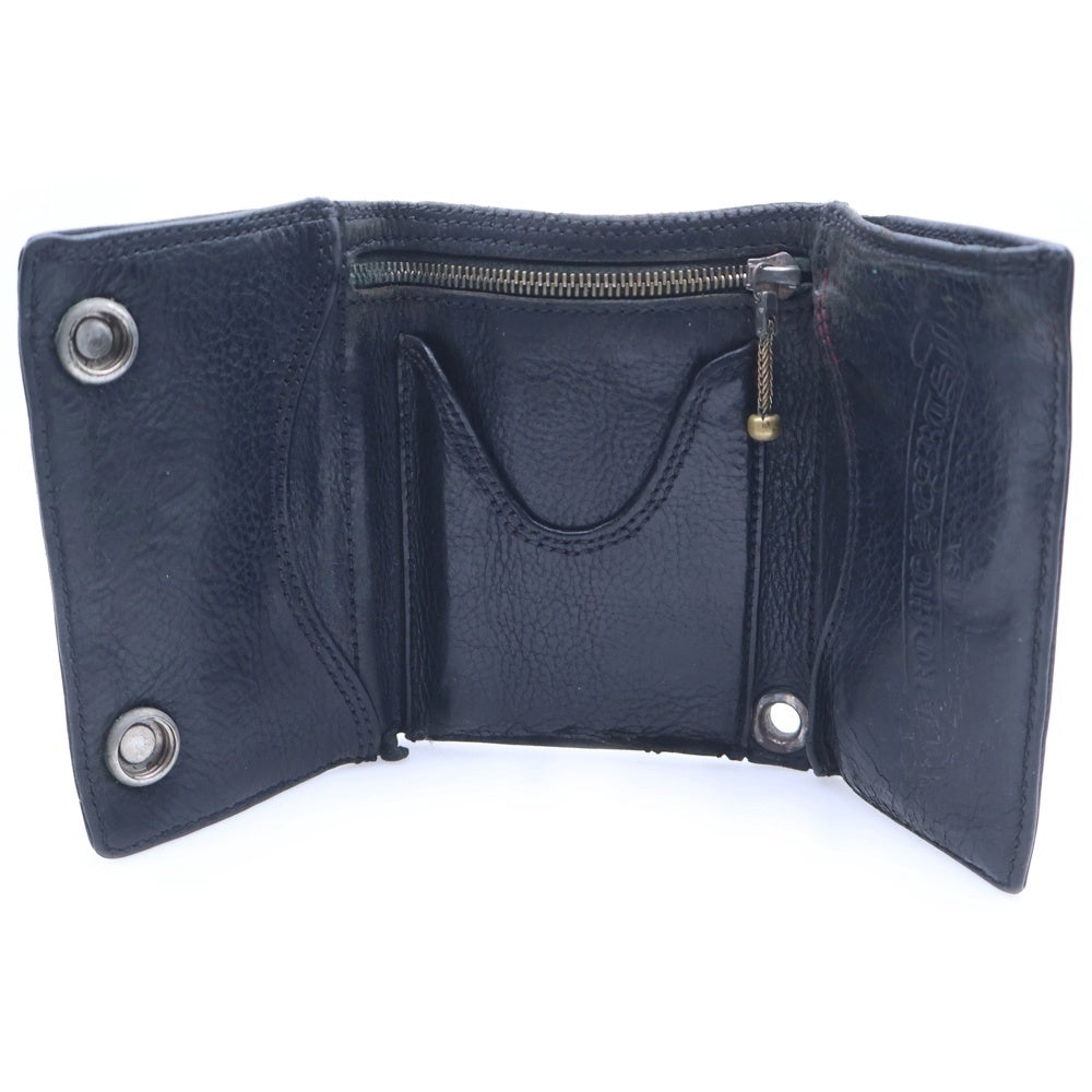 CHROME HEARTS(クロムハーツ) 3FOLD 3フォールド クロスボールボタン レザーウォレット 財布 ブラック BCA364