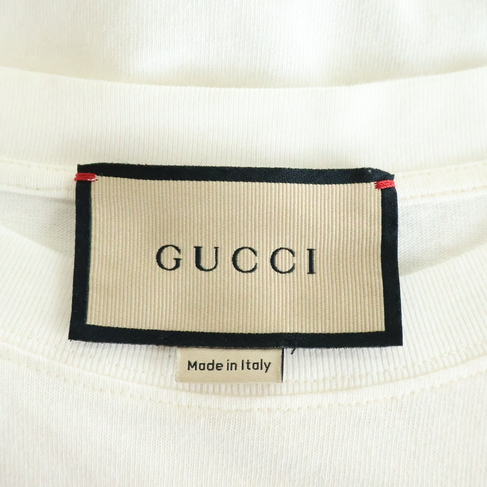 GUCCI(グッチ) 21SS インターロッキングG ストライププリント クルーネック カットソー 半袖Tシャツ ホワイト 616036 XJDAG