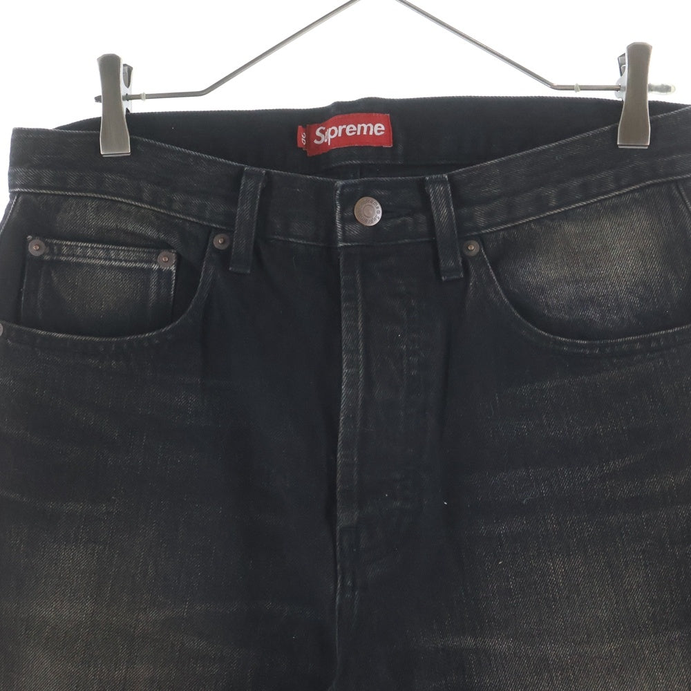 SUPREME(シュプリーム) Distressed Loose Fit Selvedge Jean ディストレスト ルーズ フィット セルビッジ ジーンズ ボタンフライ 5ポケットデニムパンツ ブラック