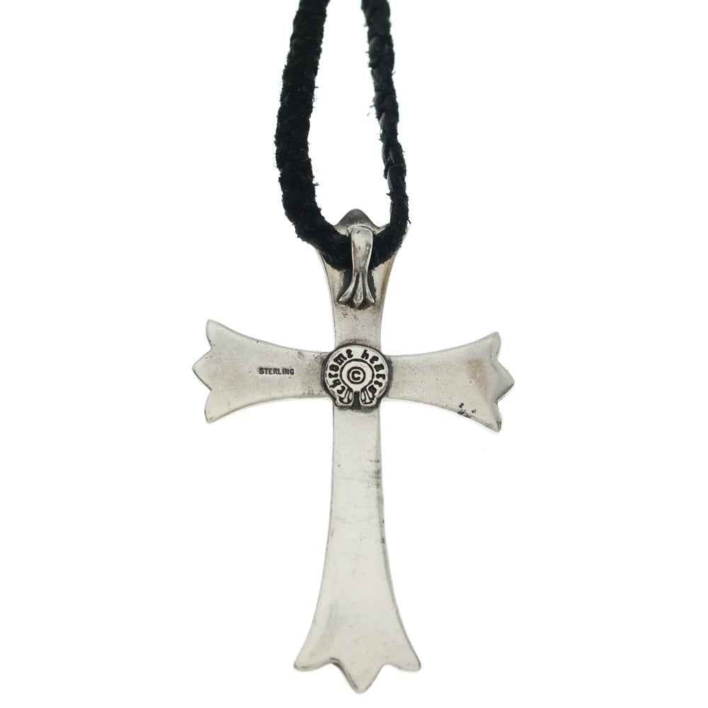 CHROME HEARTS(クロムハーツ) CH CRS LG BC ラージCHクロスペンダント Wボロチップ レザーブレイドネックレス シルバー BCA214