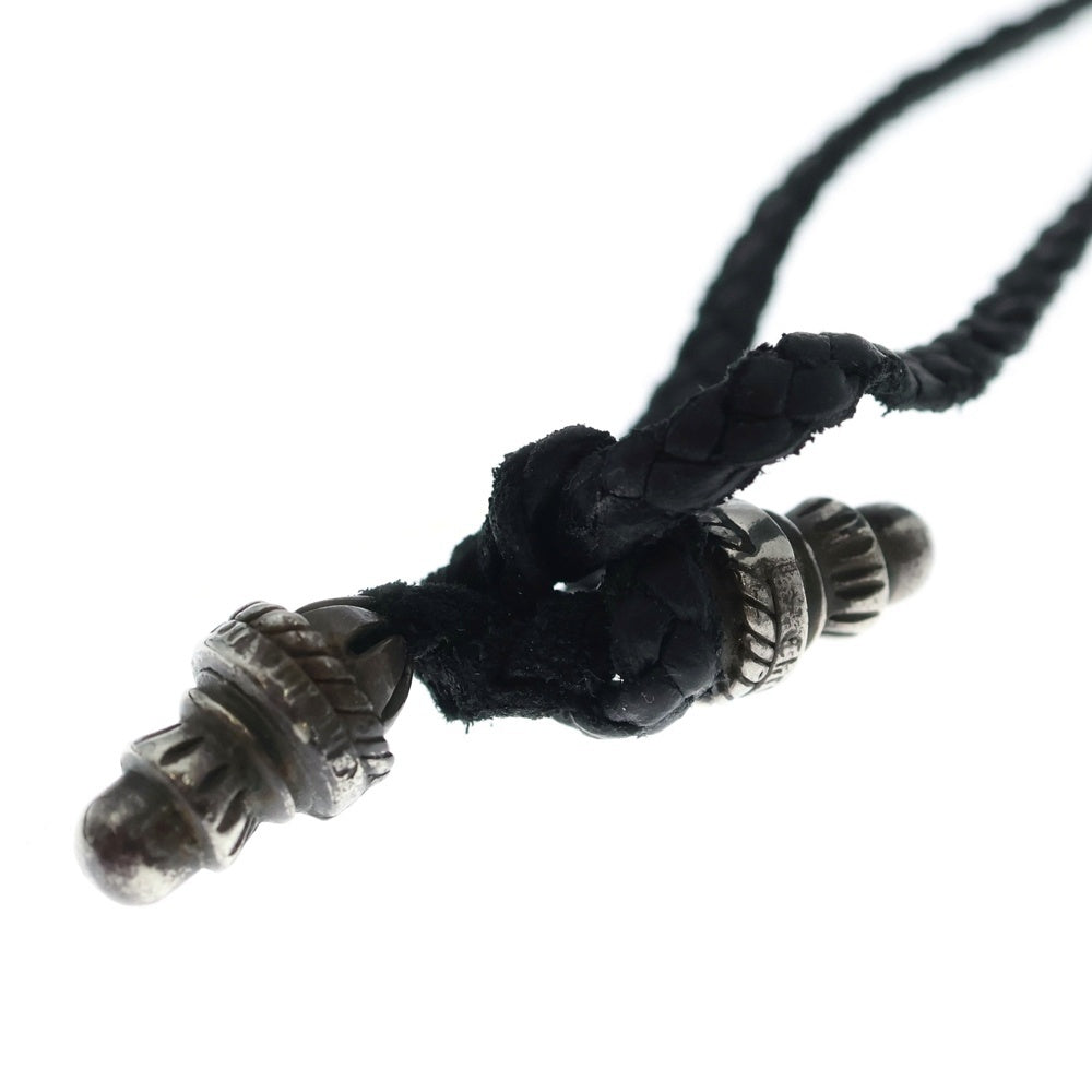 CHROME HEARTS(クロムハーツ) CH CRS LG BC ラージCHクロスペンダント Wボロチップ レザーブレイドネックレス シルバー BCA214