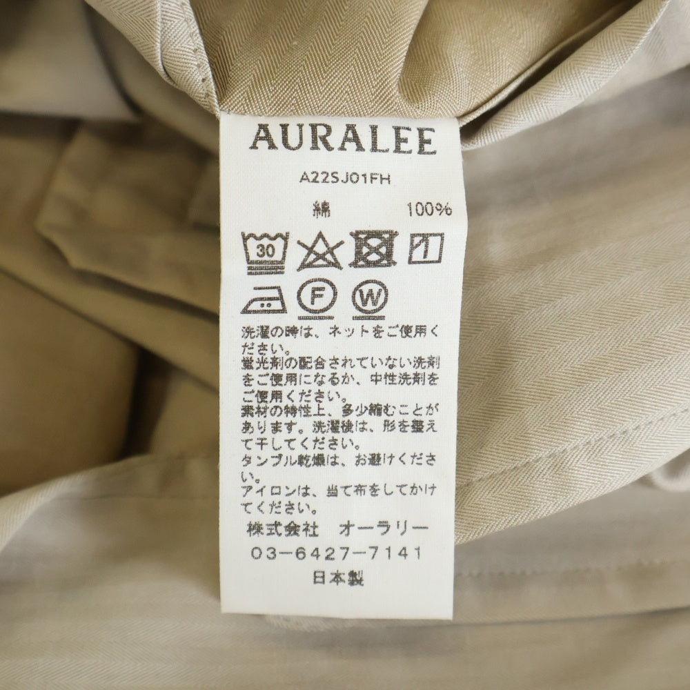 AURALEE(オーラリー) 22SS WASHED FINX HERRINGBONE JACKET ウォッシュド フィンクスヘリンボーン テーラードジャケット アイボリー A22SJ01FH