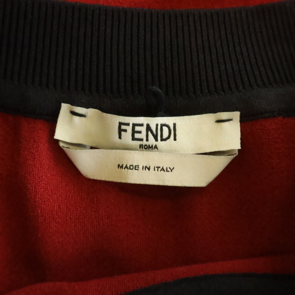 FENDI(フェンディ) カシミヤ リボンデザイン クルーネック 七分丈ニット セーター レッド FZZ965 4L5