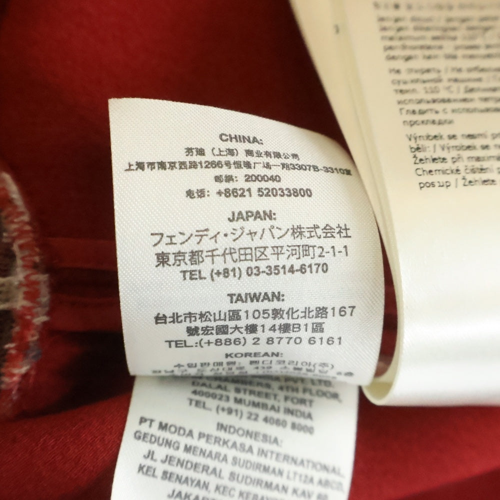 FENDI(フェンディ) カシミヤ リボンデザイン クルーネック 七分丈ニット セーター レッド FZZ965 4L5