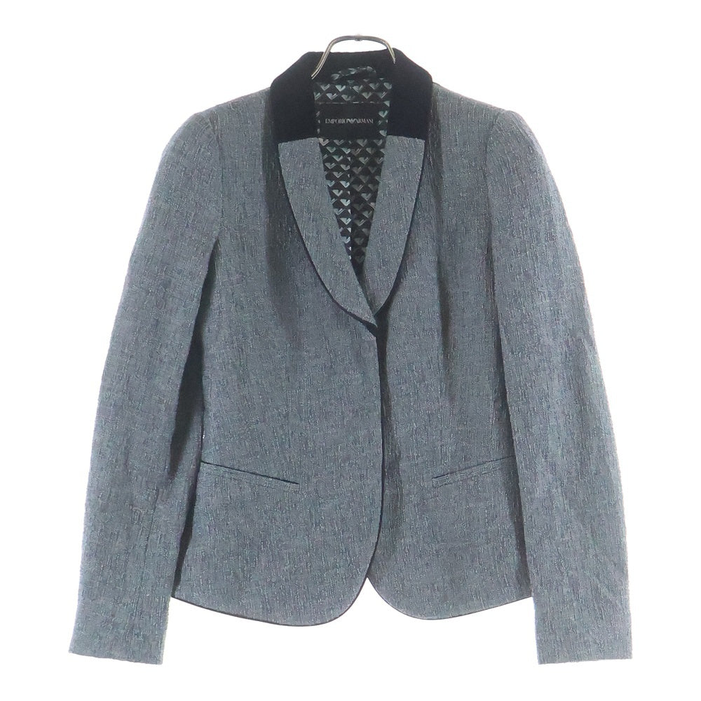 EMPORIO ARMANI(エンポリオアルマーニ) ツイード レーヨン混 シングルテーラードジャケット グレー 1NG19T