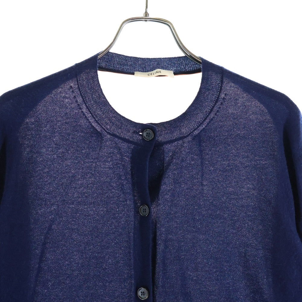 CELINE(セリーヌ) バックシアー カシミヤ カーディガン ネイビー/ピンク