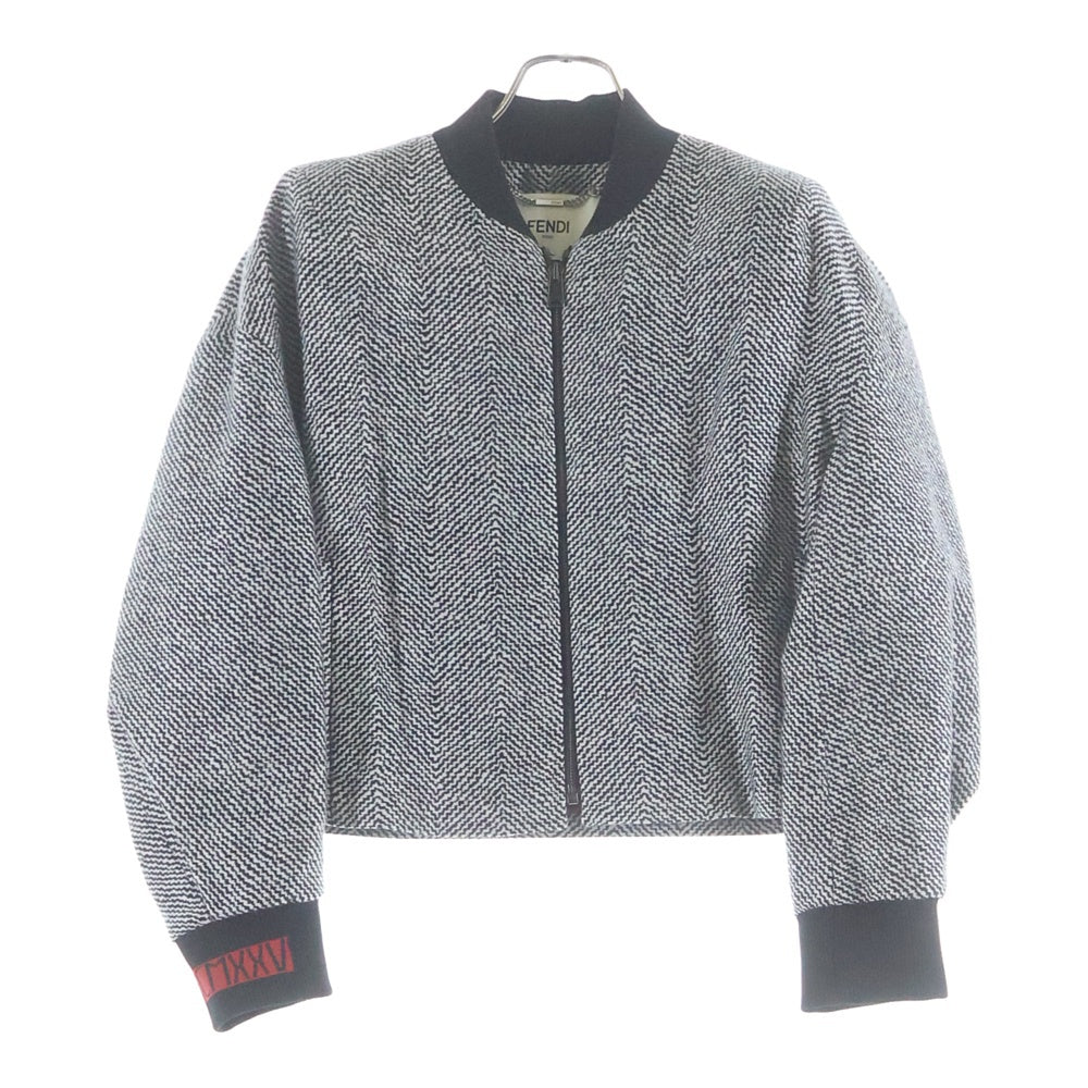 FENDI(フェンディ) バックビーズロゴデザイン ジップアップ パターンジャケット グレー FJ6847
