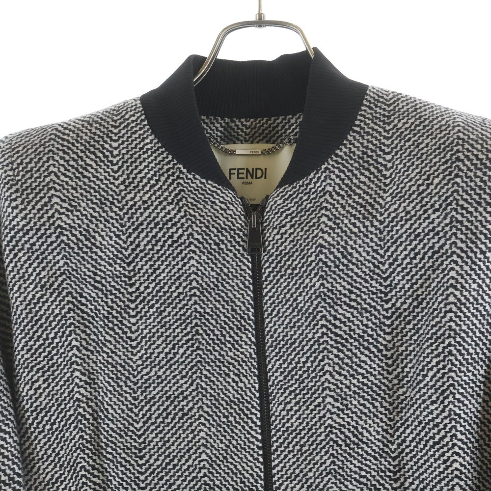FENDI(フェンディ) バックビーズロゴデザイン ジップアップ パターンジャケット グレー FJ6847