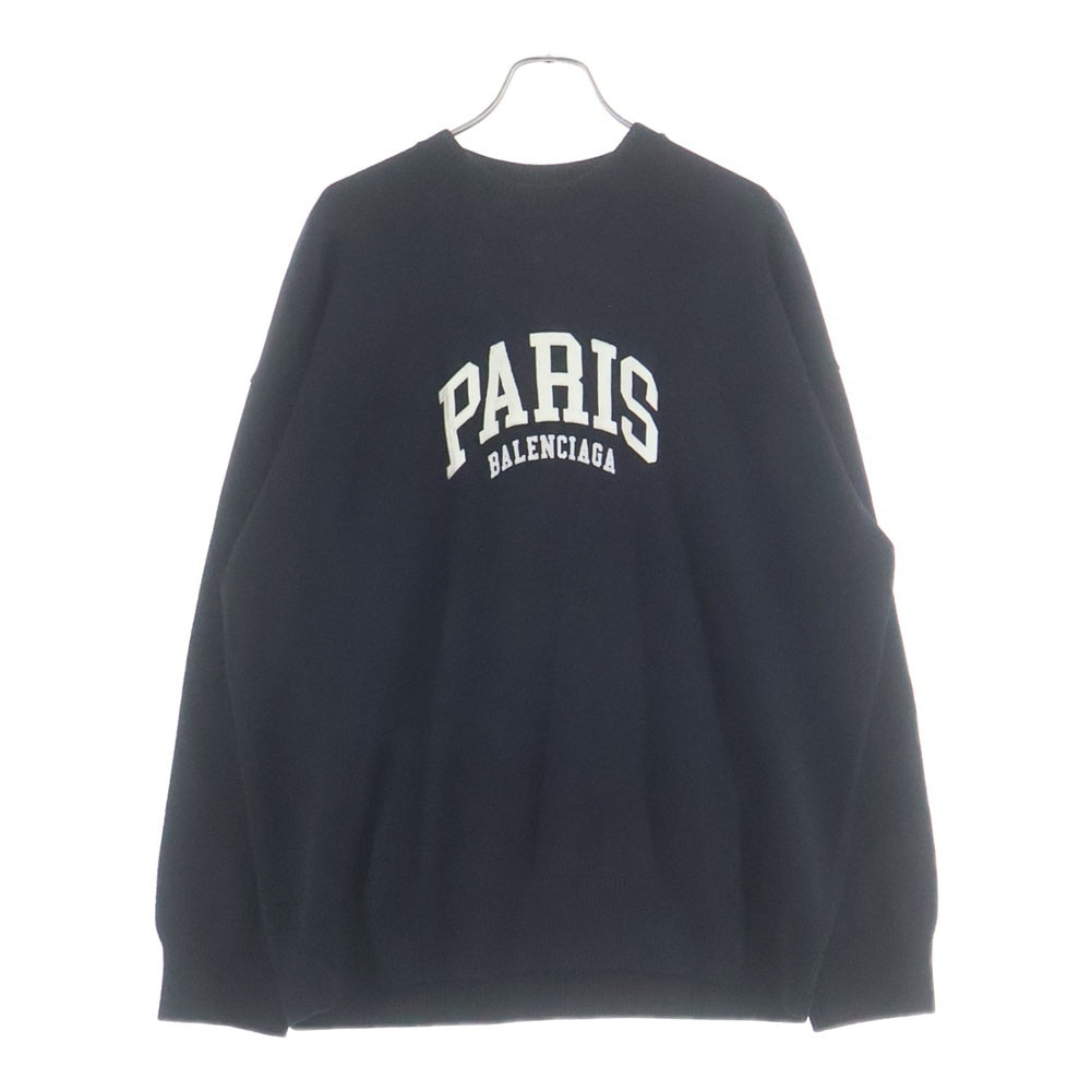 BALENCIAGA(バレンシアガ) 22SS PARIS LOGO CREW NECK KNIT パリスロゴ クルーネック ニット セーター ブラック 682005 T1624
