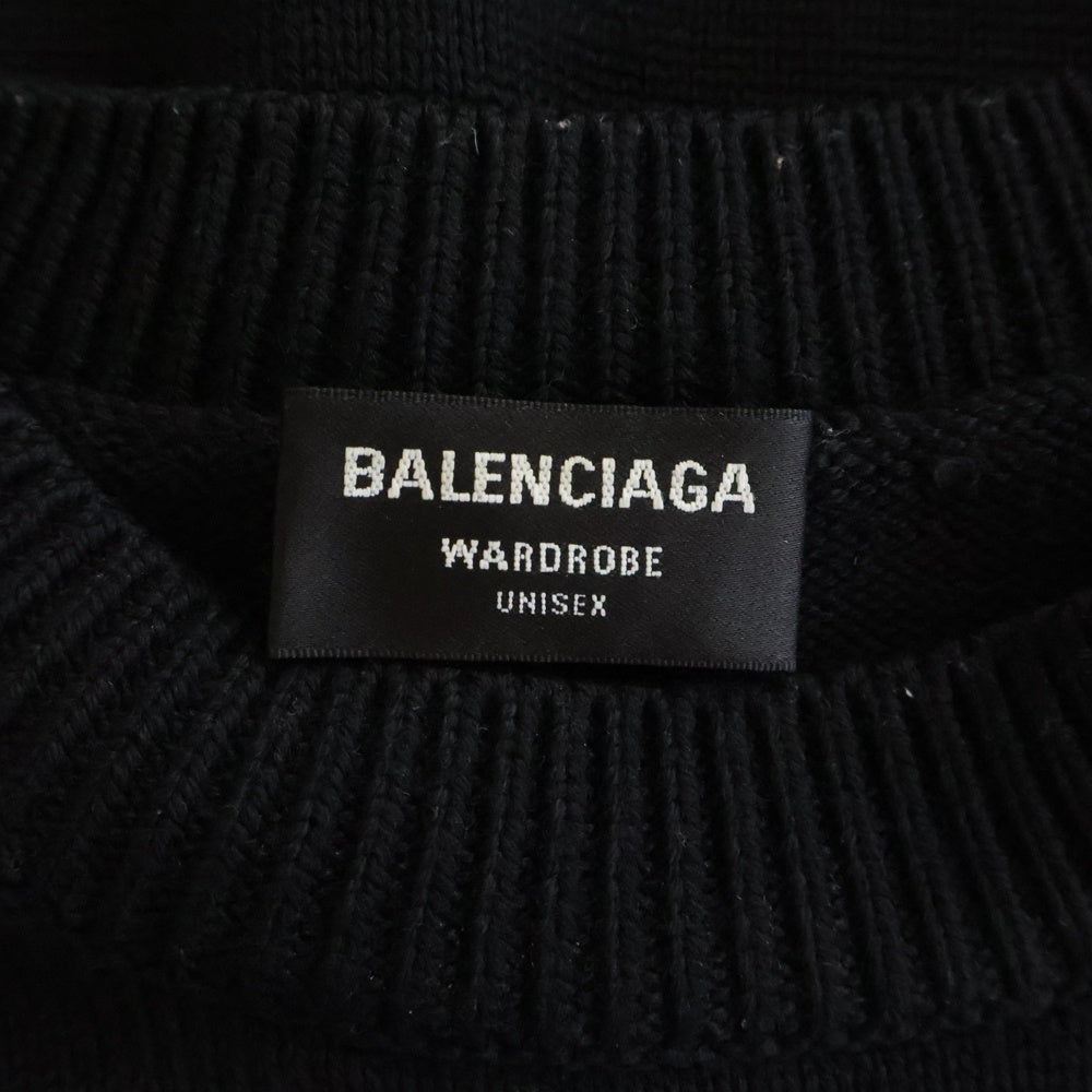 BALENCIAGA(バレンシアガ) 22SS PARIS LOGO CREW NECK KNIT パリスロゴ クルーネック ニット セーター ブラック 682005 T1624