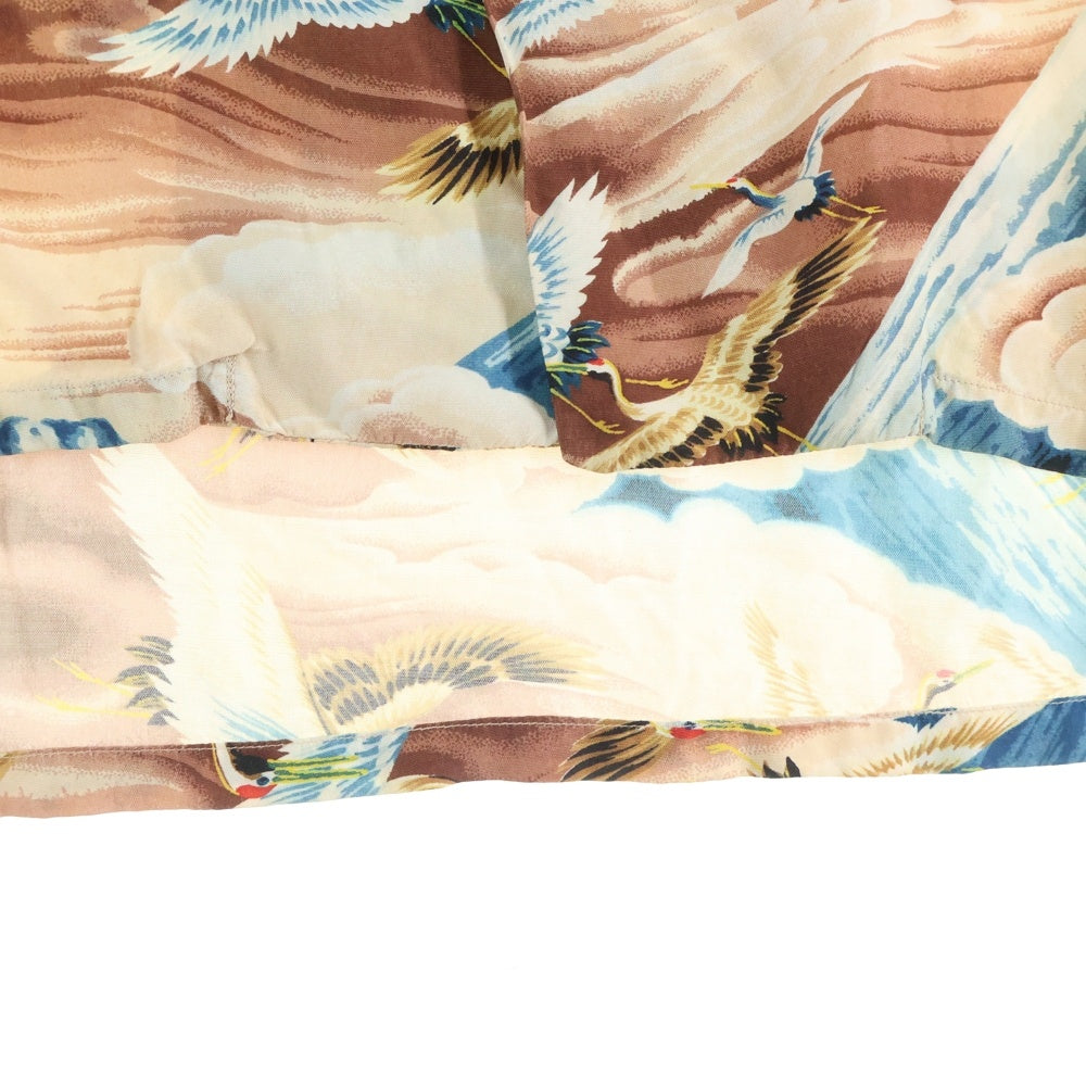 VINTAGE(ヴィンテージ) 50-60S PENNY'S S/S HAWAIIAN SHIRT ヴィンテージ ペニーズ 日本製 鶴 和柄 半袖ハワイアンシャツ ブラウン/ベージュ