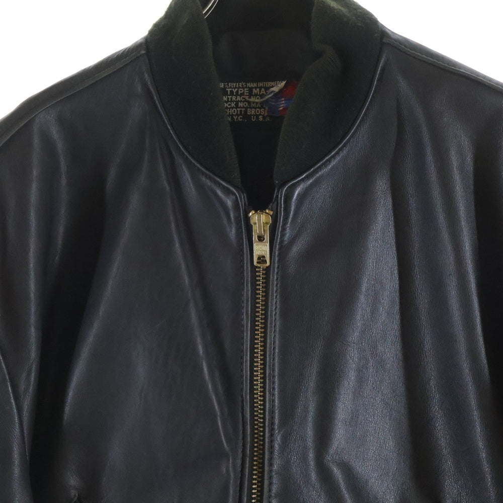 SCHOTT(ショット) 80S-90S VINTAGE MA-1 レザーボンバー ヴィンテージ フライトジャケット ブラック
