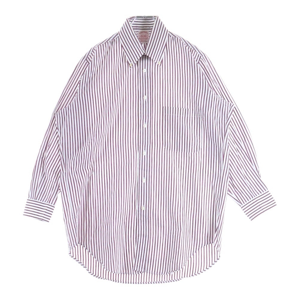 BROOKS BROTHERS(ブルックス ブラザーズ) 90S VINTAGE ボタンダウン コットン ストライプ 長袖シャツ ホワイト/バーガンディ