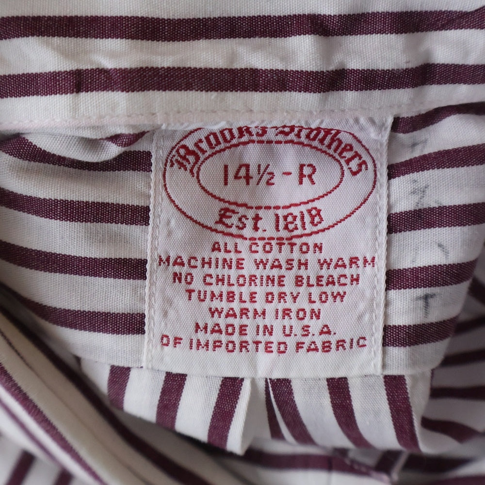 BROOKS BROTHERS(ブルックス ブラザーズ) 90S VINTAGE ボタンダウン コットン ストライプ 長袖シャツ ホワイト/バーガンディ