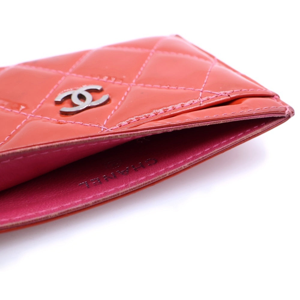 CHANEL(シャネル) エナメルココマークロゴ マトラッセ 名刺入れ カードケース レッド レディース