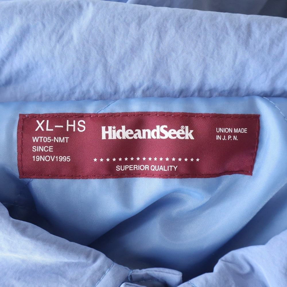 Hideandseek(ハイドアンドシーク) 24AW QUILTED TEAM JACKET キルティング スナップボタン ナイロンチームジャケット ブルー HJ-110324
